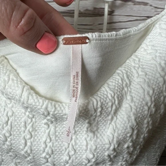 Nwt Free People Brittany White Ribbed Puff Sleeve Top - Picture 6 of 7